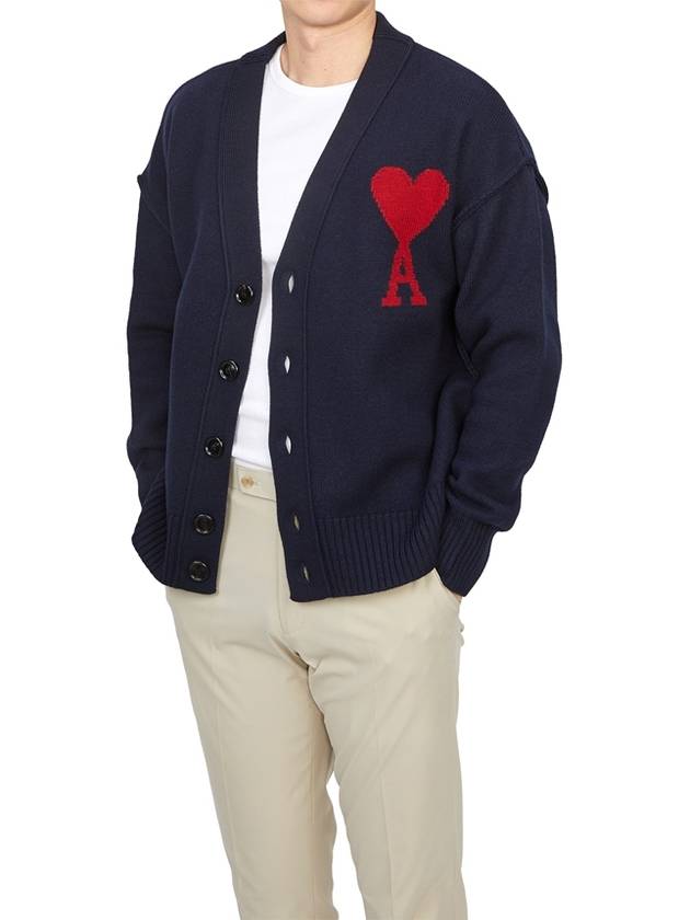 De Coeur Logo Wool Cardigan Navy - AMI - BALAAN 5