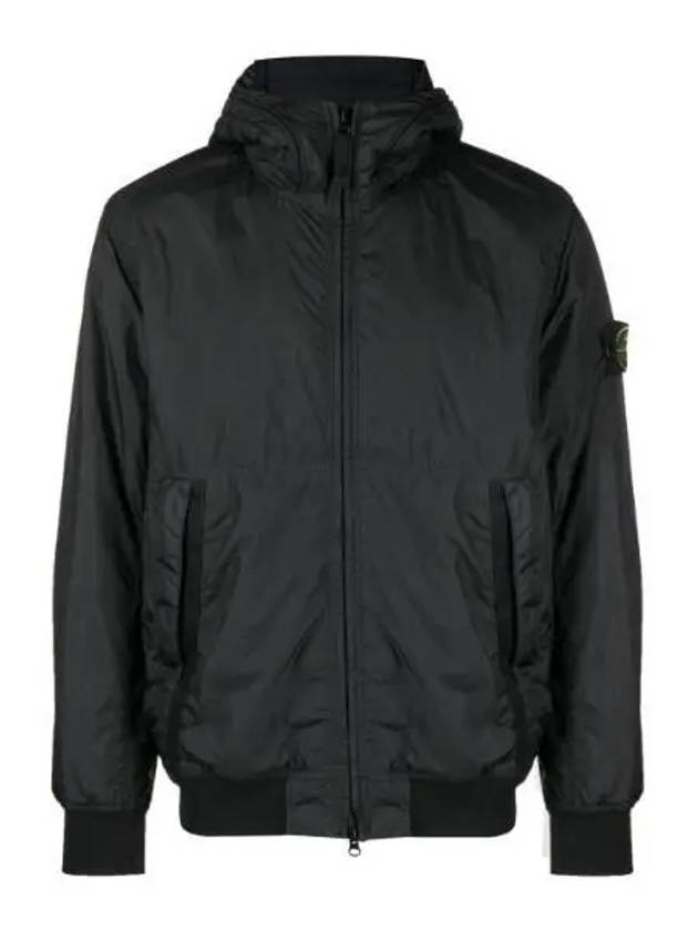 Men's Garment Dyed Crinkle Reps Recycled Nylon Primaloft TC Hooded Jacket Black - STONE ISLAND - BALAAN 2