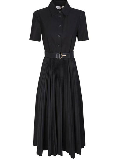 Poplin Pleated Shirt Long Dress Black - TORY BURCH - BALAAN 2