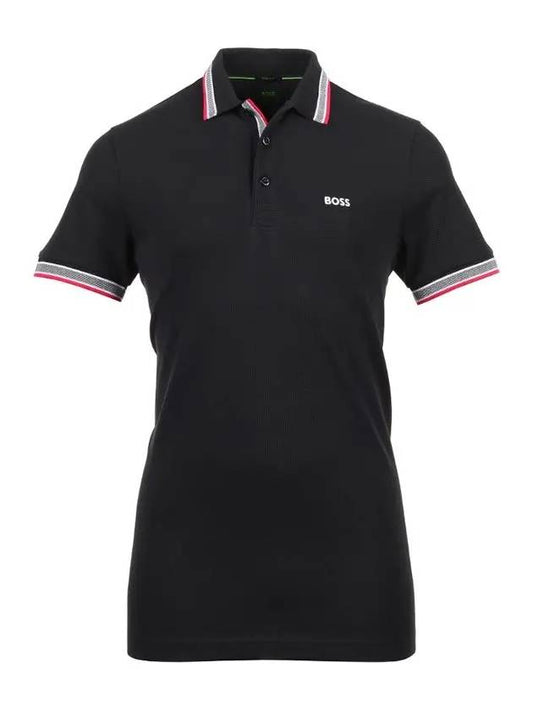 Paddy Cotton Short Sleeve Polo Shirt Black - HUGO BOSS - BALAAN 2