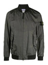 Men's Wappen Patch Zip-Up Bomber Jacket Green - STONE ISLAND - BALAAN 2