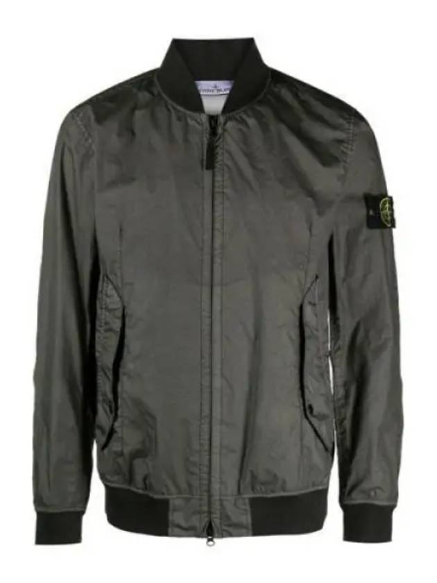 Men's Wappen Patch Zip-Up Bomber Jacket Green - STONE ISLAND - BALAAN 2