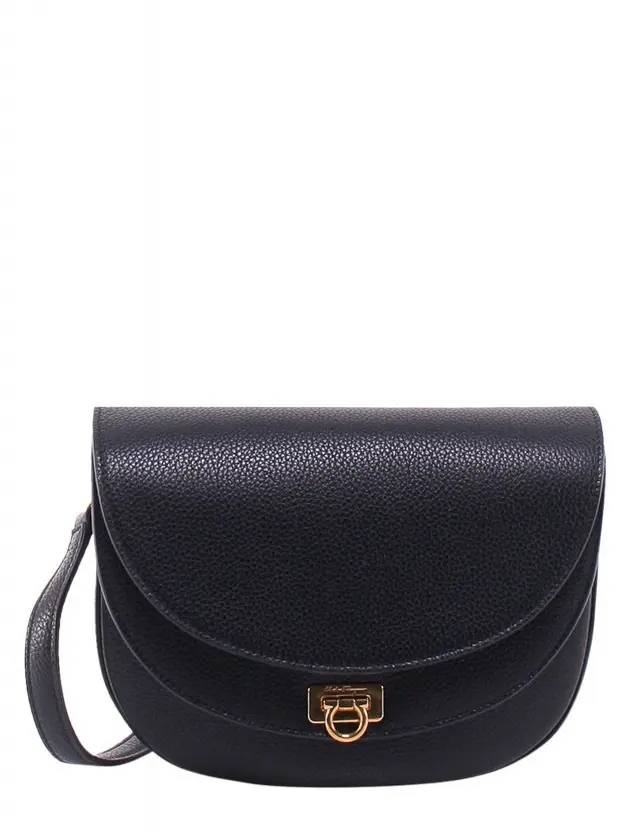 Gancini Travelfl Calfskin Cross Bag Black - SALVATORE FERRAGAMO - BALAAN 1