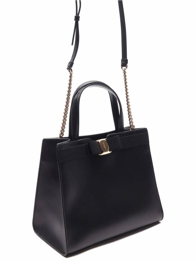 Vara Bow Top Handle Tote Bag Black - SALVATORE FERRAGAMO - BALAAN 4