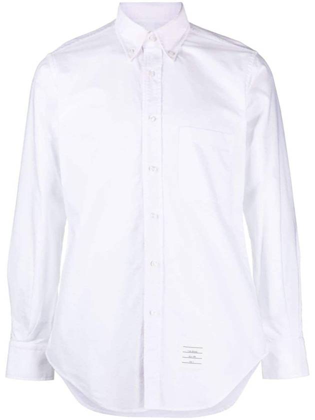 Men's Logo Patch Classic Cotton Long-Sleeve Shirt White - THOM BROWNE - BALAAN 2