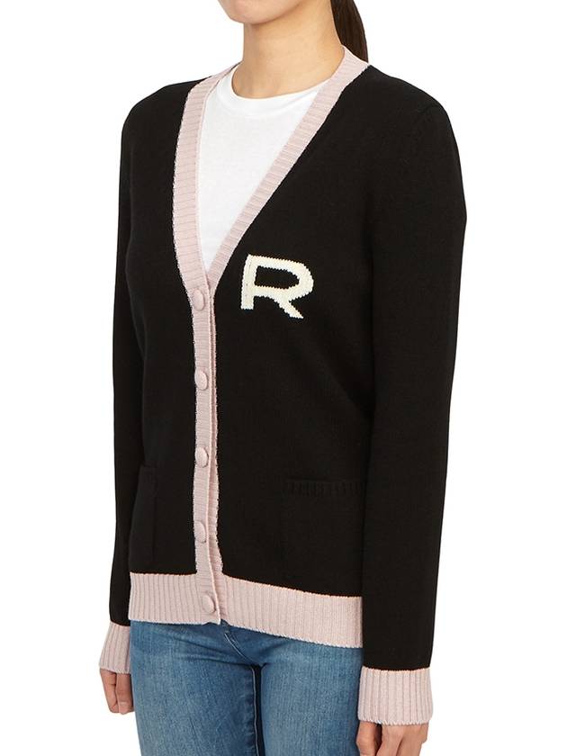 Intarsia knit logo wool cardigan black - ROCHAS - BALAAN 5