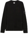 Lens Wappen Crew Neck Knit Top Black - CP COMPANY - BALAAN 1