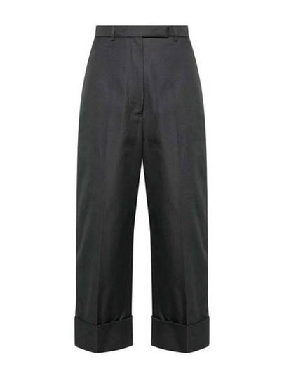 High Waist Cotton Canvas Straight Pants Dark Grey - THOM BROWNE - BALAAN 2