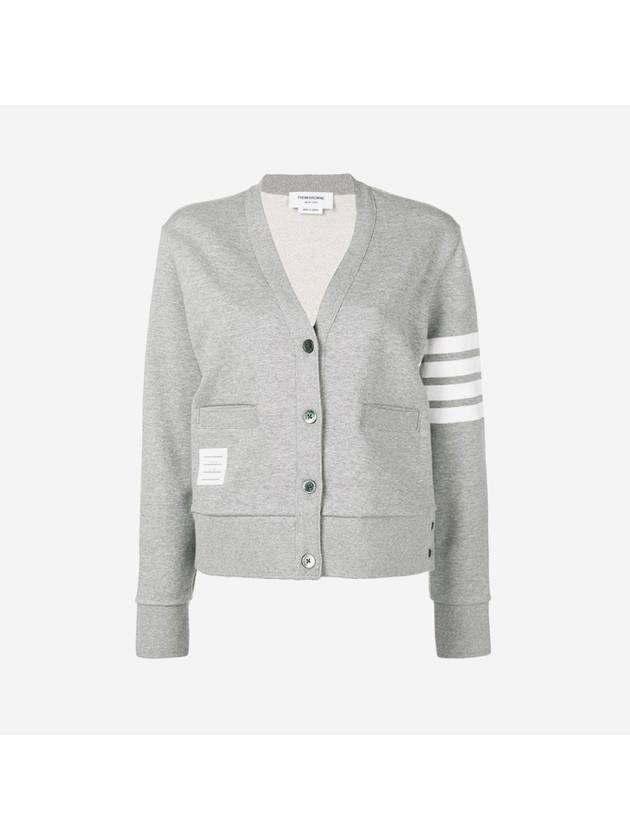 4-Bar Loopback Jersey Cardigan Light Grey - THOM BROWNE - BALAAN 2