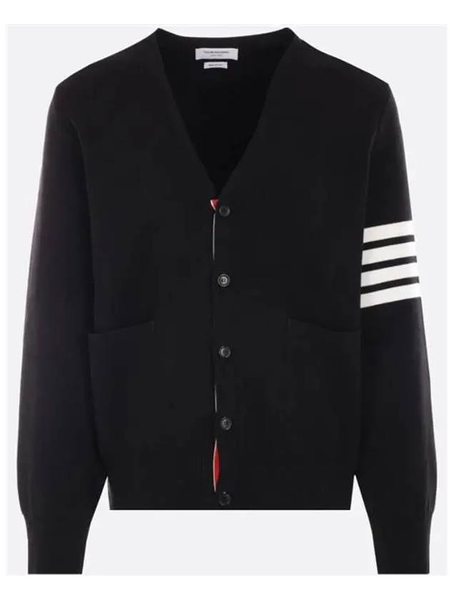 Milano Stitch 4-Bar Cardigan Black - THOM BROWNE - BALAAN 2