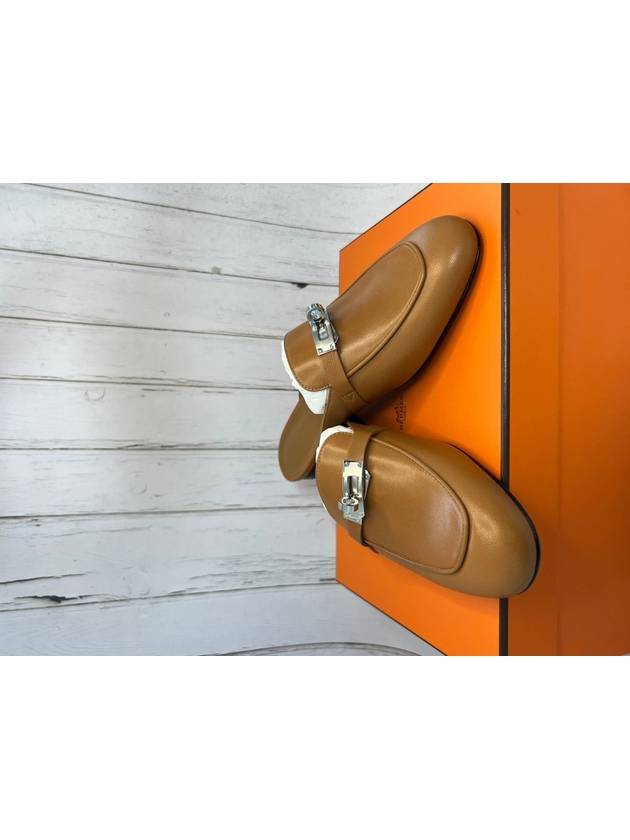 Oz Gold Hardware Goatskin Mules Naturel - HERMES - BALAAN 3