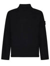 Ghost Piece Mock Neck Virgin Wool Knit Top Black - STONE ISLAND - BALAAN 2