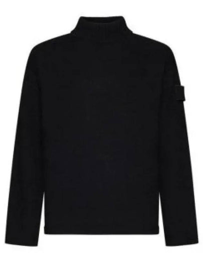 Ghost Piece Mock Neck Virgin Wool Knit Top Black - STONE ISLAND - BALAAN 2