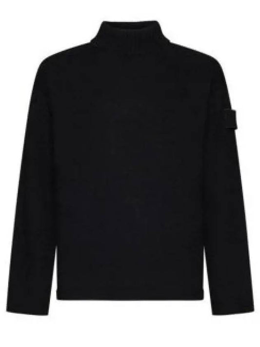 Ghost Piece Mock Neck Virgin Wool Knit Top Black - STONE ISLAND - BALAAN 2