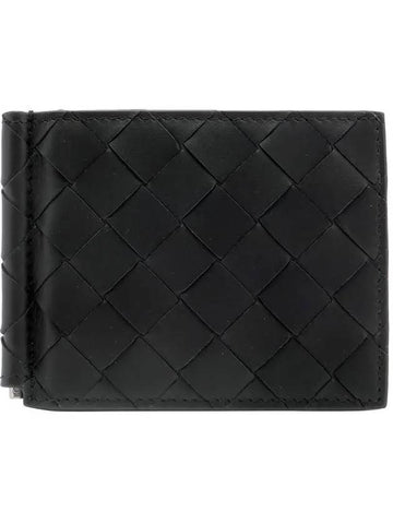 Intrecciato Bill Clip Half Wallet Black - BOTTEGA VENETA - BALAAN 1