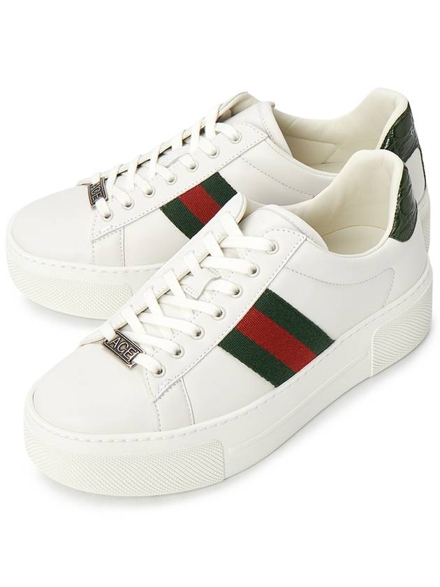 Women's Leather Low Top Sneakers White - GUCCI - BALAAN 2