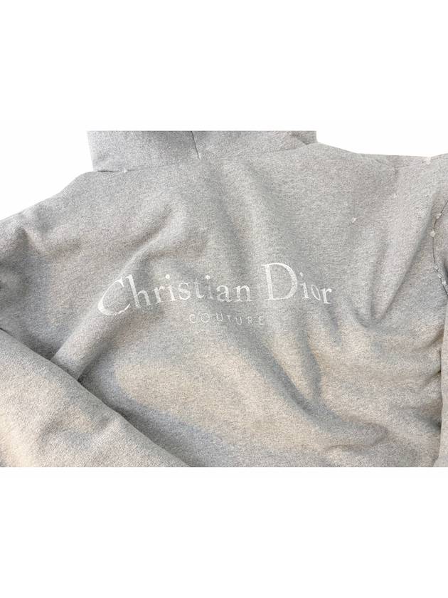 Logo Print Cotton Hoodie Grey - DIOR - BALAAN 9