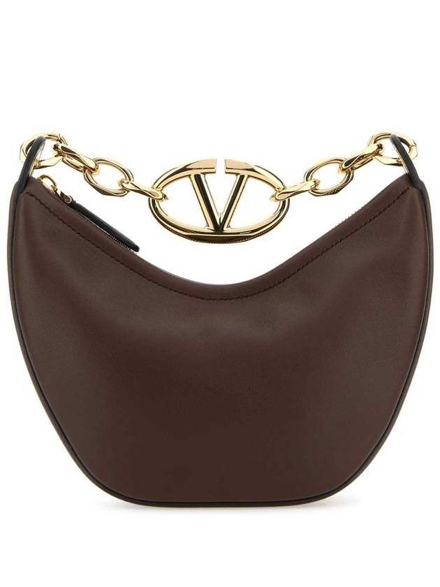 V Logo Zip-Up Small Tote Bag Brown - VALENTINO - BALAAN 2