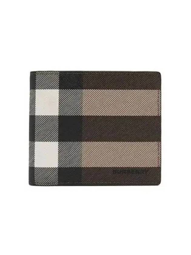 Check Leather International Bifold Wallet Dark Birch Brown - BURBERRY - BALAAN 2