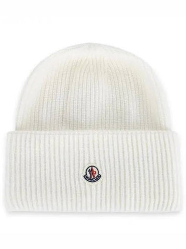 Logo Patch Wool Beanie Ivory 3B00048 M1241 035 271561 1063418 - MONCLER - BALAAN 1