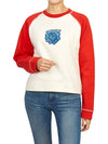 Isoli Ragran Logo Contrast Sleeve Sweatshirt White Red - GANNI - BALAAN 6