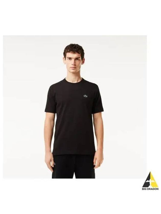 Basic short sleeve unisex t shirt black - LACOSTE - BALAAN 1