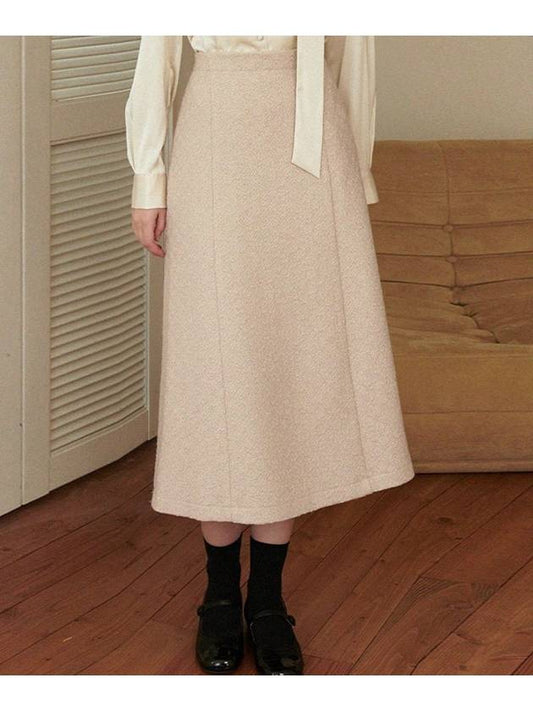 Women's Comely Wool Tweed A-Line Skirt Beige - MICANE - BALAAN 2