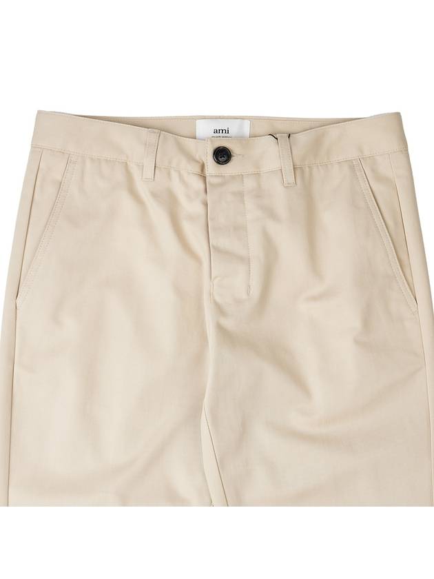 Mid-Rise Cotton Straight Pants Beige - AMI - BALAAN 4