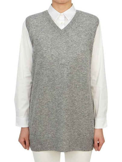 V Neck Wool Knit Vest Grey - MAISON MARGIELA - BALAAN 2