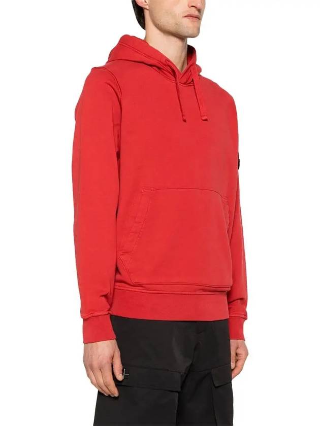 Logo Patch Cotton Fleece Hoodie Red - STONE ISLAND - BALAAN 4