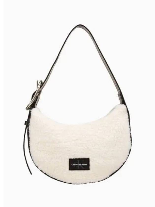 Jeans Sherpa Small Crescent Shoulder Bag White - CALVIN KLEIN - BALAAN 2