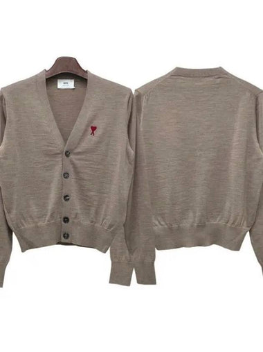 heart logo wool cardigan champagne 36705579 1095032 - AMI - BALAAN 1