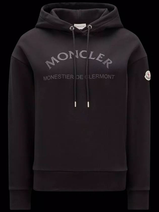 Glitter Logo Print Hoodie Black - MONCLER - BALAAN 2