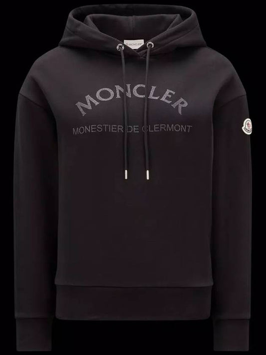 Glitter Logo Print Hoodie Black - MONCLER - BALAAN 2