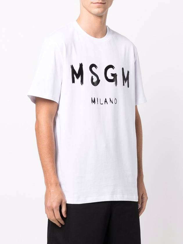 Brushed Logo Short Sleeve T-Shirt White - MSGM - BALAAN 4