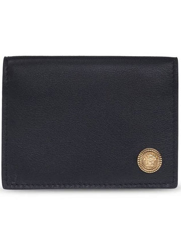 Medusa Leather Fold Card Wallet Black - VERSACE - BALAAN 1