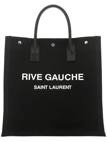 Rive Gauche Canvas Tote Bag Black - SAINT LAURENT - BALAAN 1