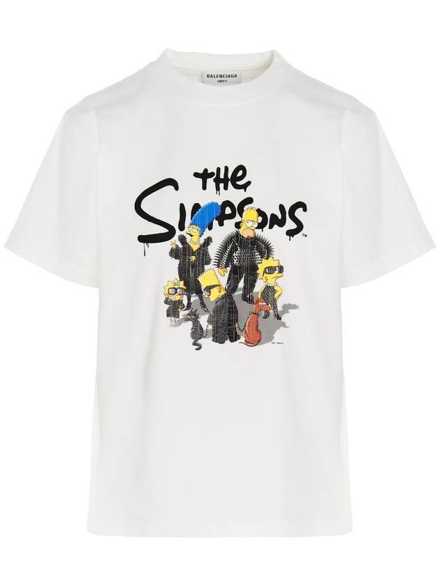 Women's The Simpsons Printing Small Fit Short Sleeve T-Shirt White - BALENCIAGA - BALAAN.