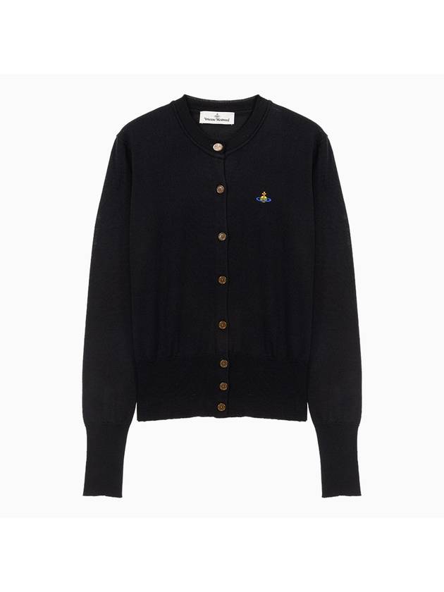 Women's ORB Embroidered Logo Cardigan Black - VIVIENNE WESTWOOD - BALAAN 1