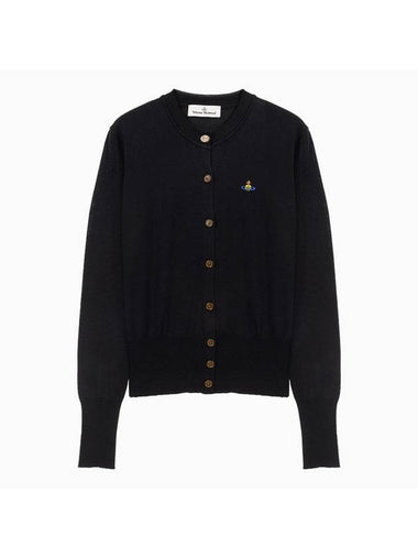 Women's ORB Embroidered Logo Cardigan Black - VIVIENNE WESTWOOD - BALAAN 1