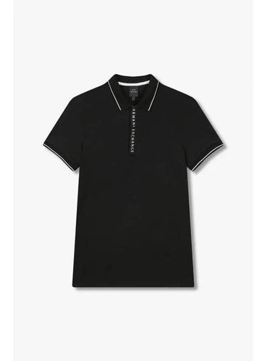 Men s Logo Placket Polo Shirt Black - ARMANI EXCHANGE - BALAAN 1