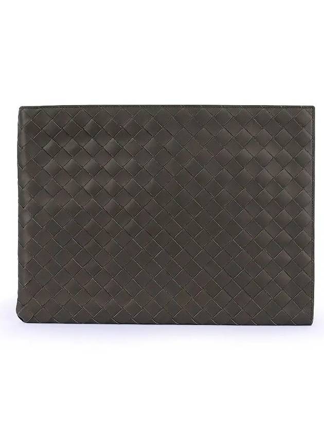 Intrecciato Half Zip Clutch Bag Brown - BOTTEGA VENETA - BALAAN 2