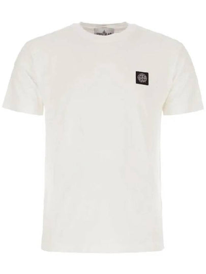 Logo Patch Cotton Short Sleeve T-Shirt White - STONE ISLAND - BALAAN 2