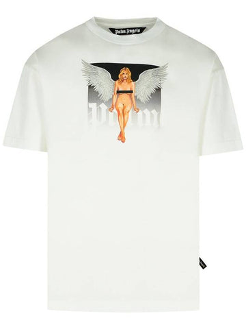 Palm Angels 'Crystal' White Cotton T-Shirt - PALM ANGELS - BALAAN 1