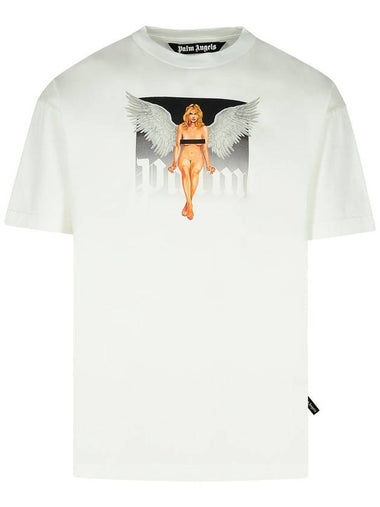 Palm Angels 'Crystal' White Cotton T-Shirt - PALM ANGELS - BALAAN 1