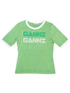 Women's Logo Fitted Short Sleeve T-Shirt Green - GANNI - BALAAN 2