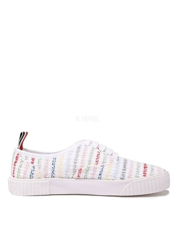 Seersucker Tweed Heritage Trainer Low Top Sneakers White - THOM BROWNE - BALAAN 1