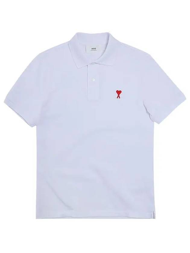 Small Heart Logo Polo Shirt White - AMI - BALAAN 2