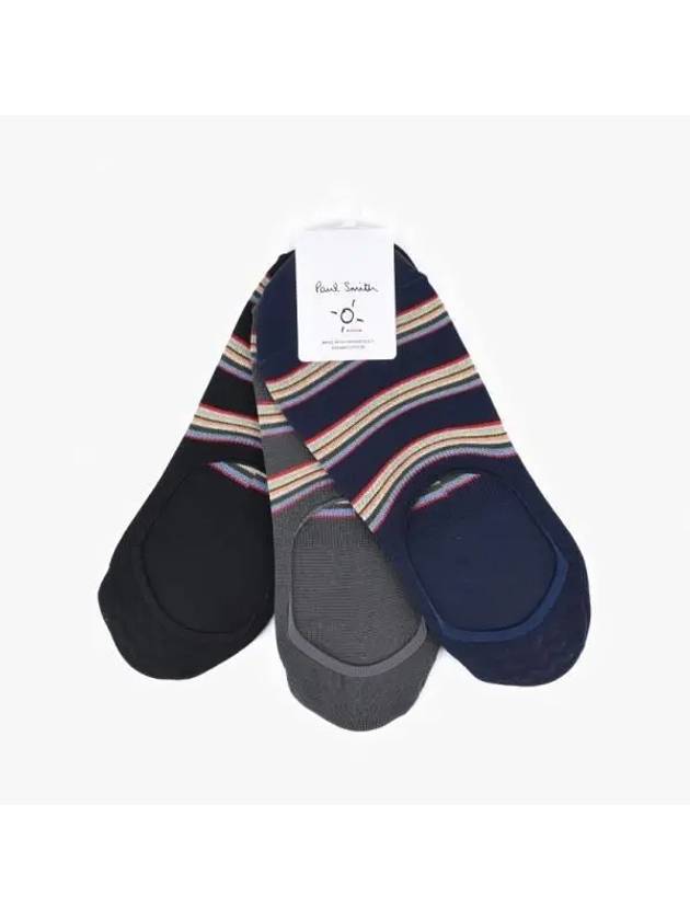 Striped 3 Pack Fake Socks Black Navy Grey - PAUL SMITH - BALAAN 3