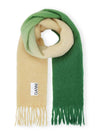 gradient fringe mohair muffler kelly green - GANNI - BALAAN.